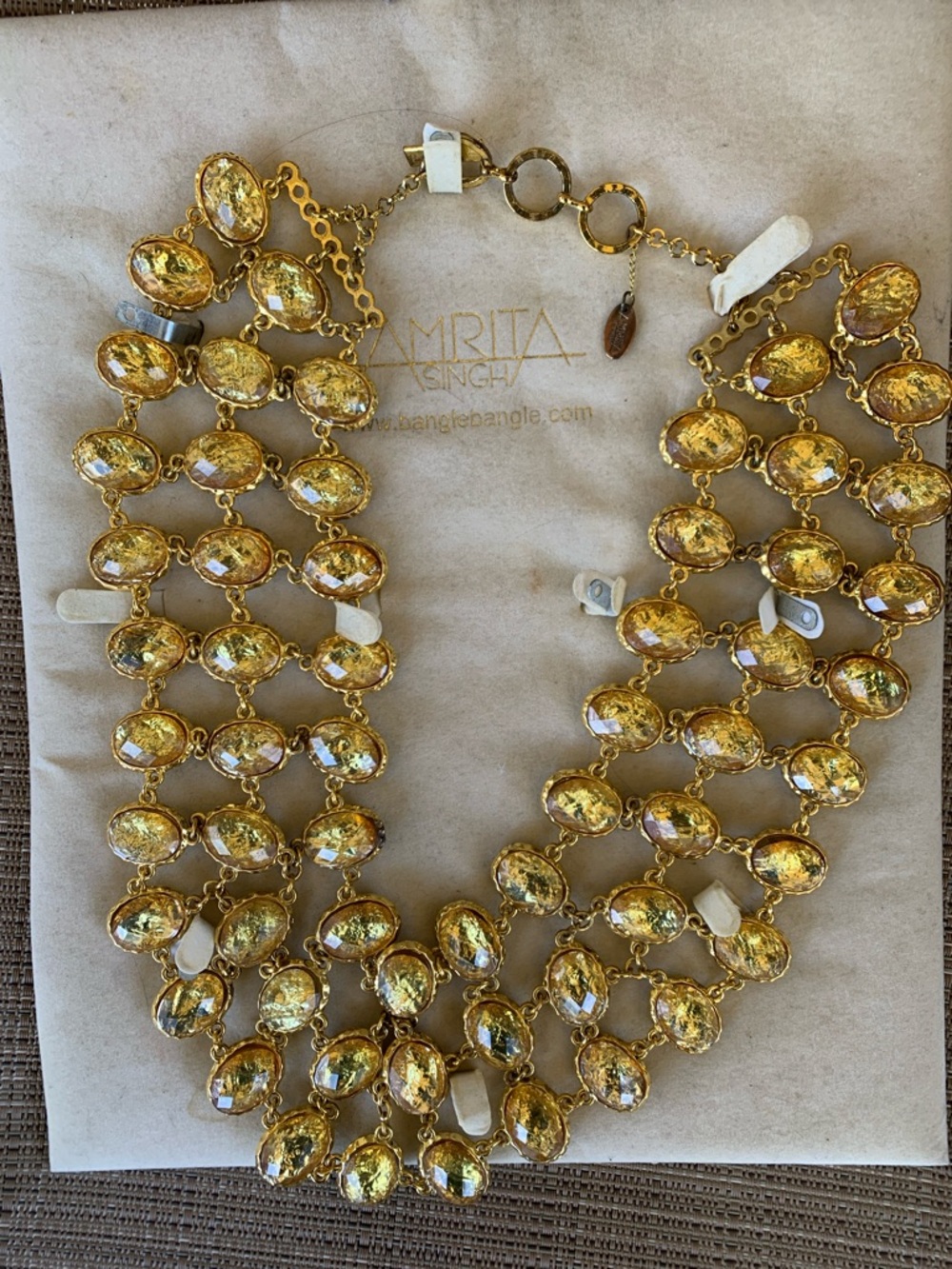 Amrita Singh Gold Multi-Row Statement BIB Necklace DOUBLE SIDED GYPSY